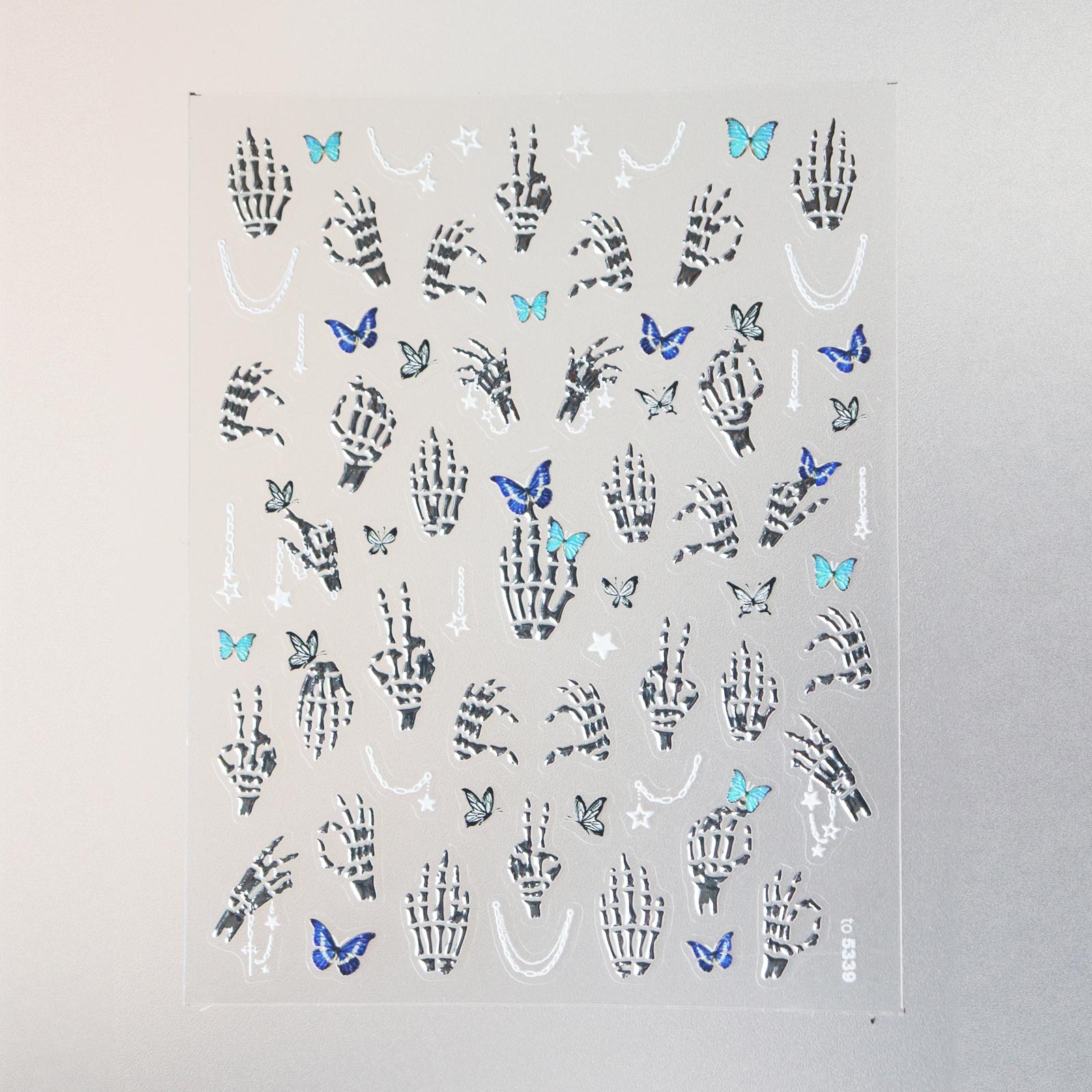 Chrome Nail Sticker - Butterfly & Skeleton