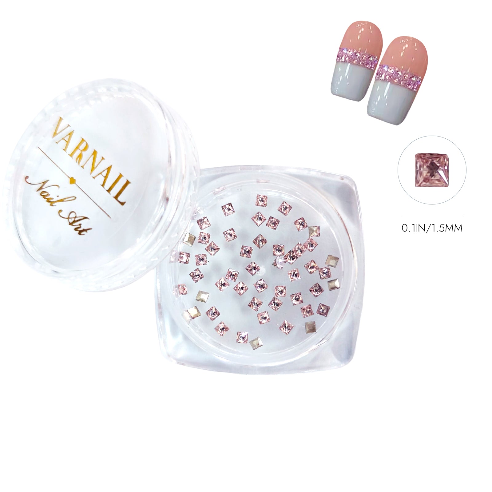 Princess-Cut Square Nail Rhinestone