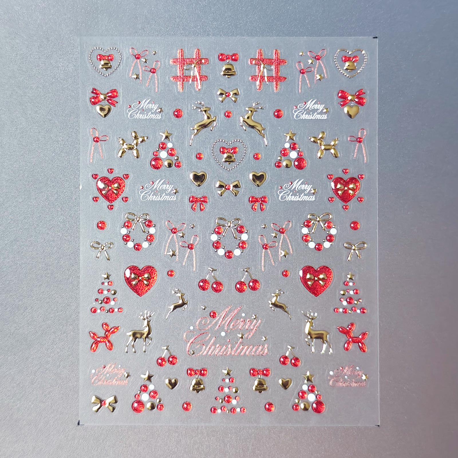 Chrome Nail Sticker - Red & Gold Christmas