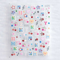 5D Nail Sticker - Plaid Cherry