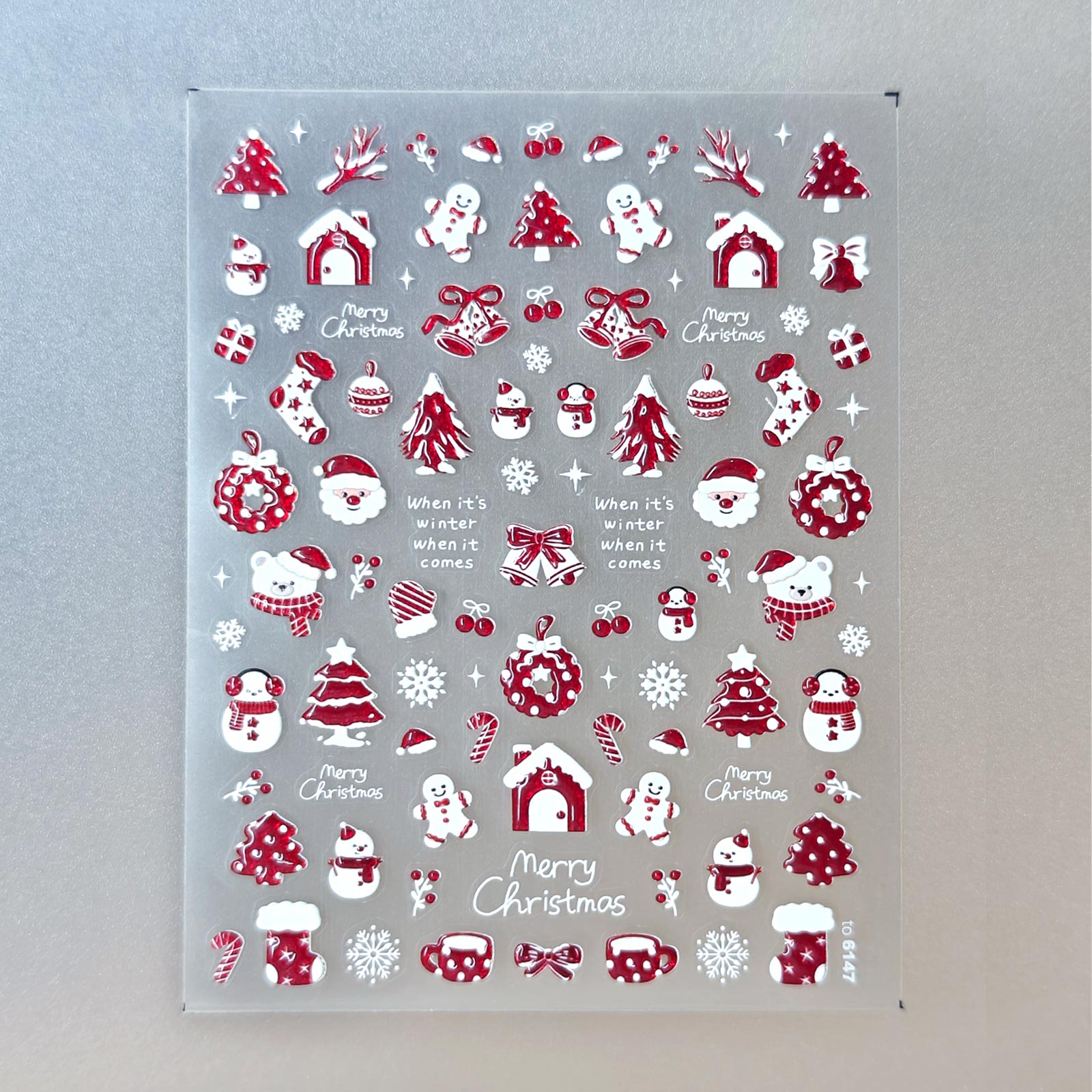 Gilding Nail Sticker - Red & White Christmas