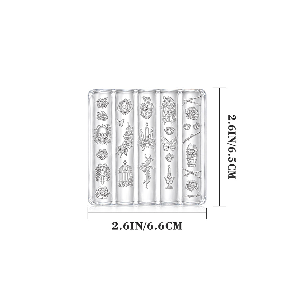 3D Nail Art Mold (Upgrade) - #63 Retro Candlestick & Skull