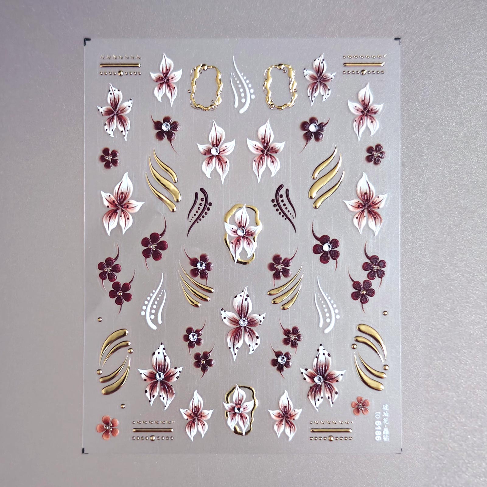 Rhinestone Nail Sticker - Tortoiseshell Flower