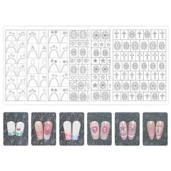 Hollow Nail Stencil Sticker - Faith & Celestial & Cross Heart French