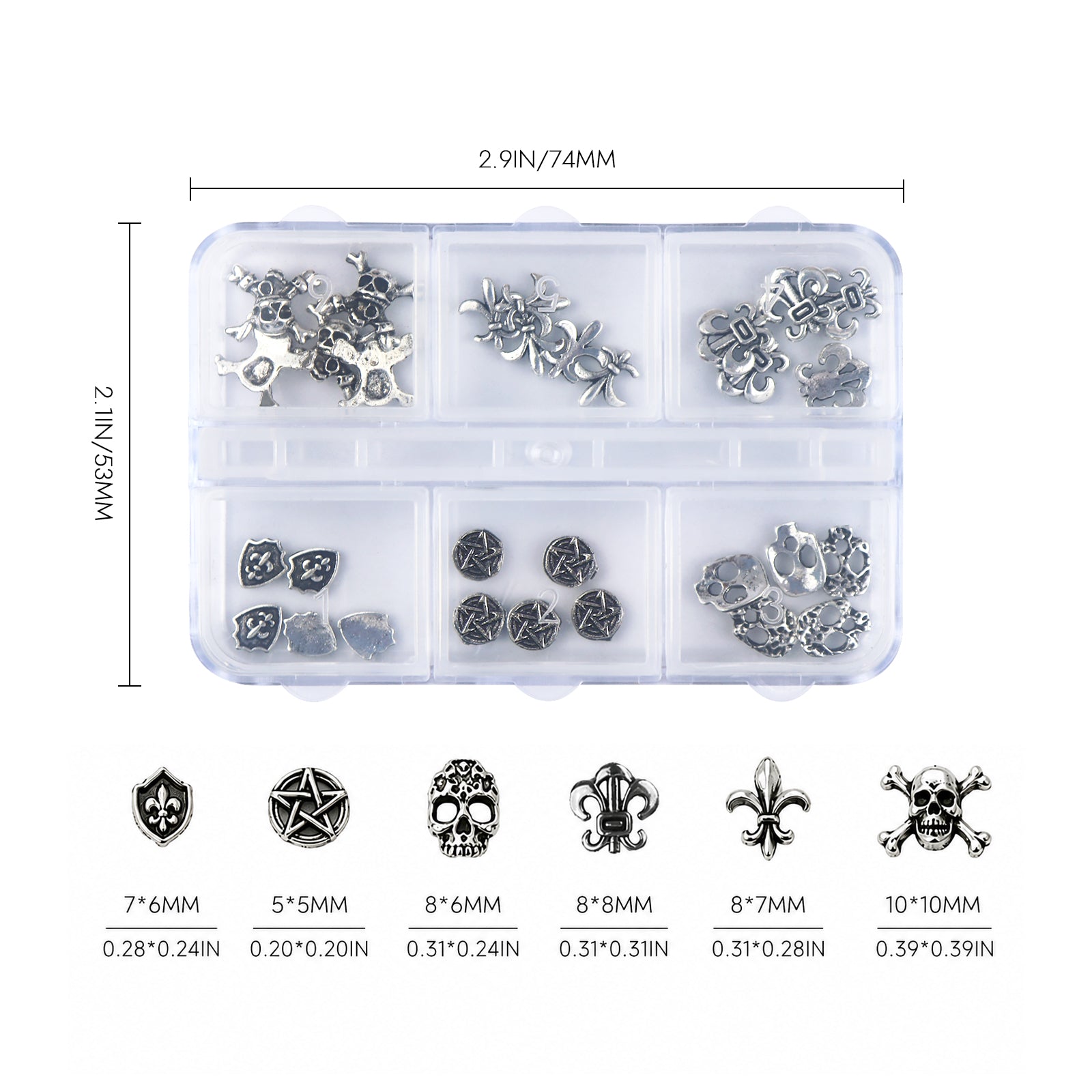 Gothic Halloween Nail Charms - 6 Grids