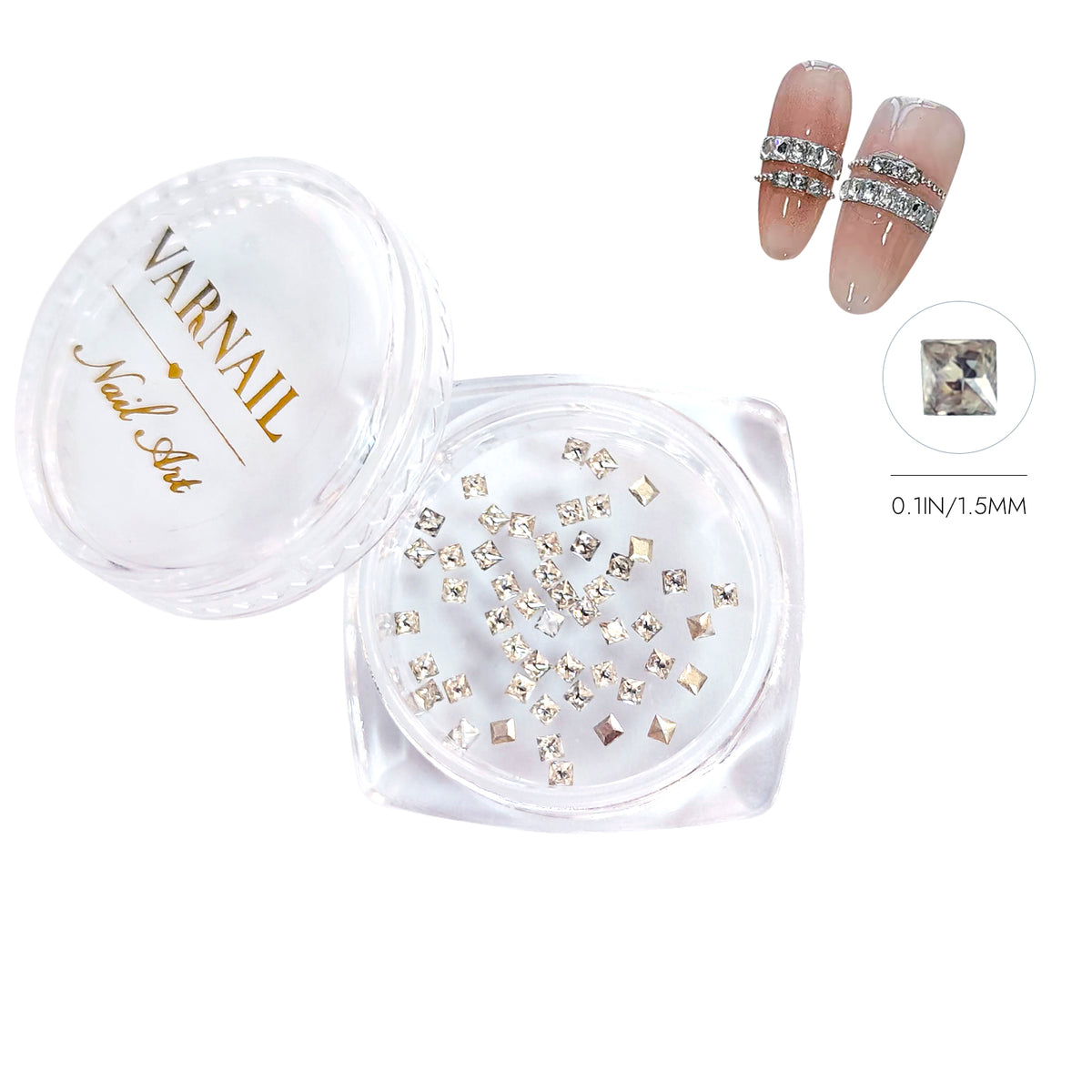 Princess-Cut Square Nail Rhinestone