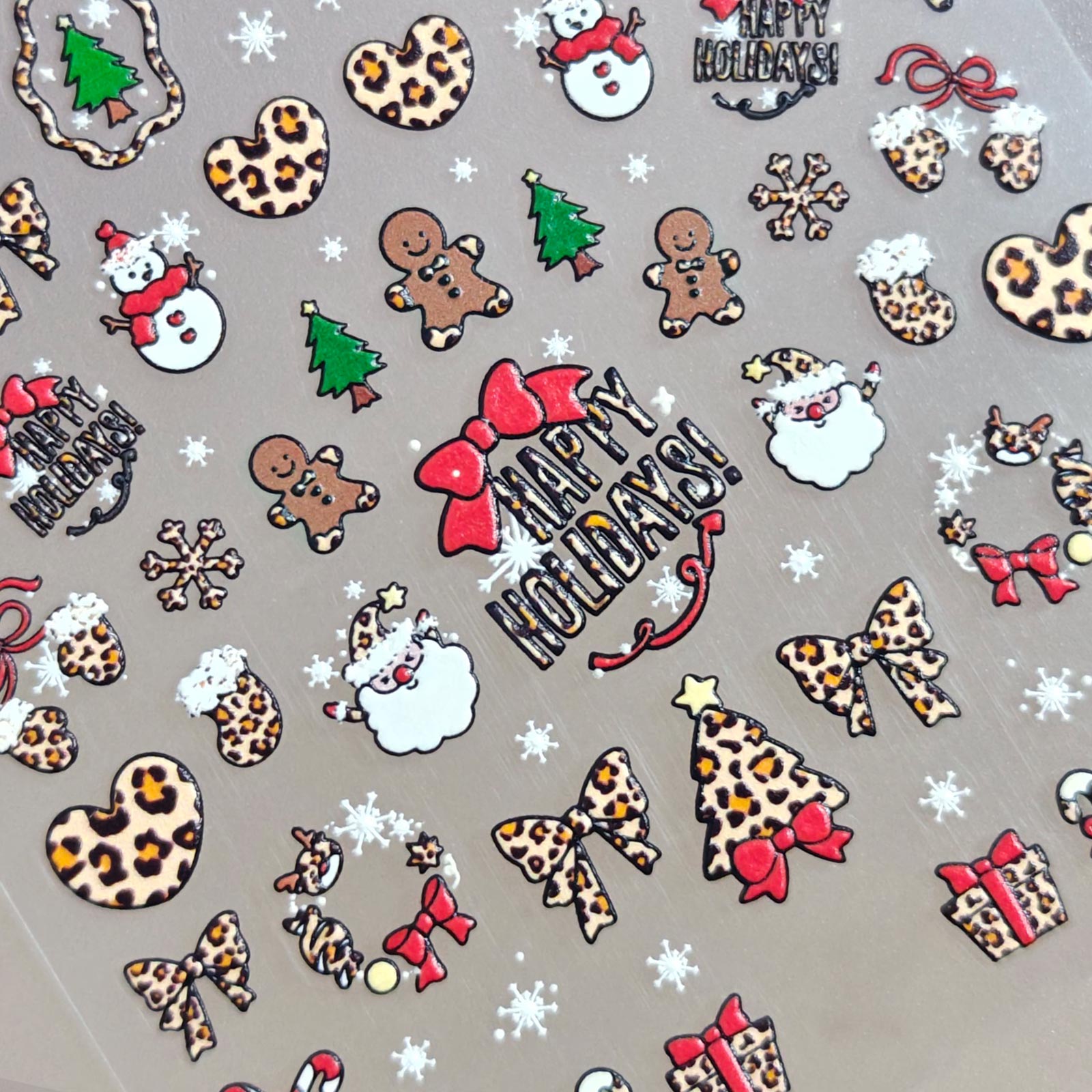 5D Nail Sticker - Christmas & Leopard Print