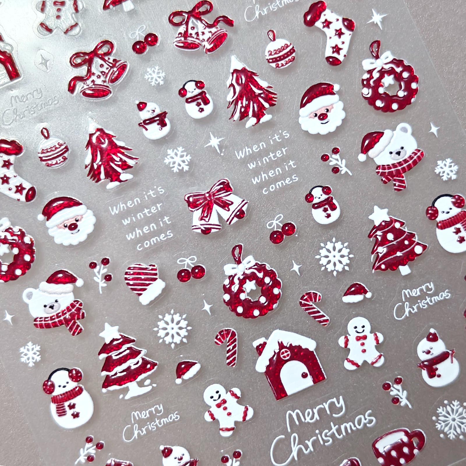 Gilding Nail Sticker - Red & White Christmas