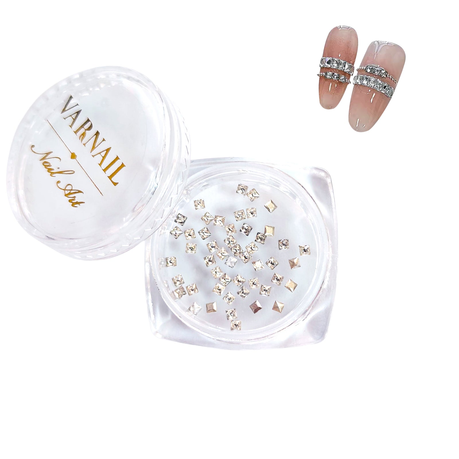 Princess-Cut Square Nail Rhinestone