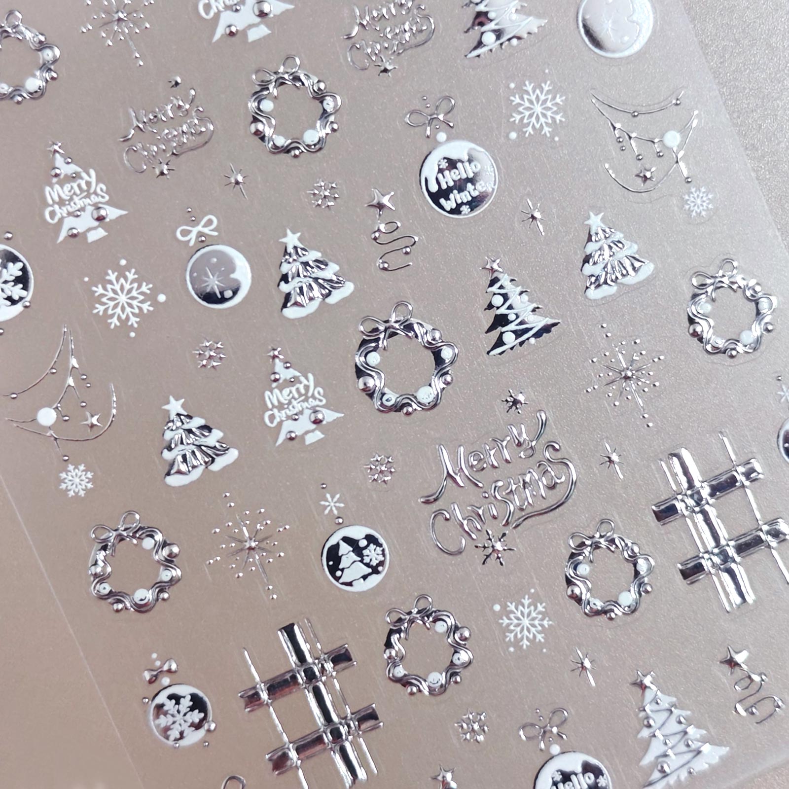 Chrome Nail Sticker - Silver Holiday