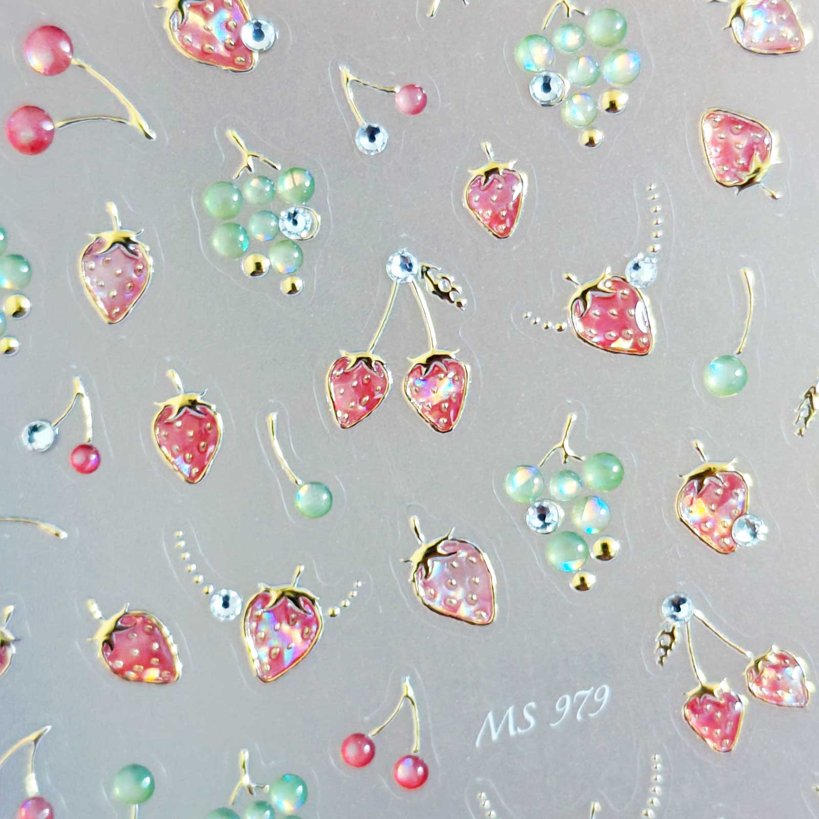 Rhinestone Nail Sticker - Vintage Strawberry & Grape