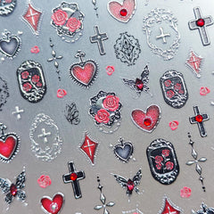 Rhinestone Nail Sticker - Dark Rose