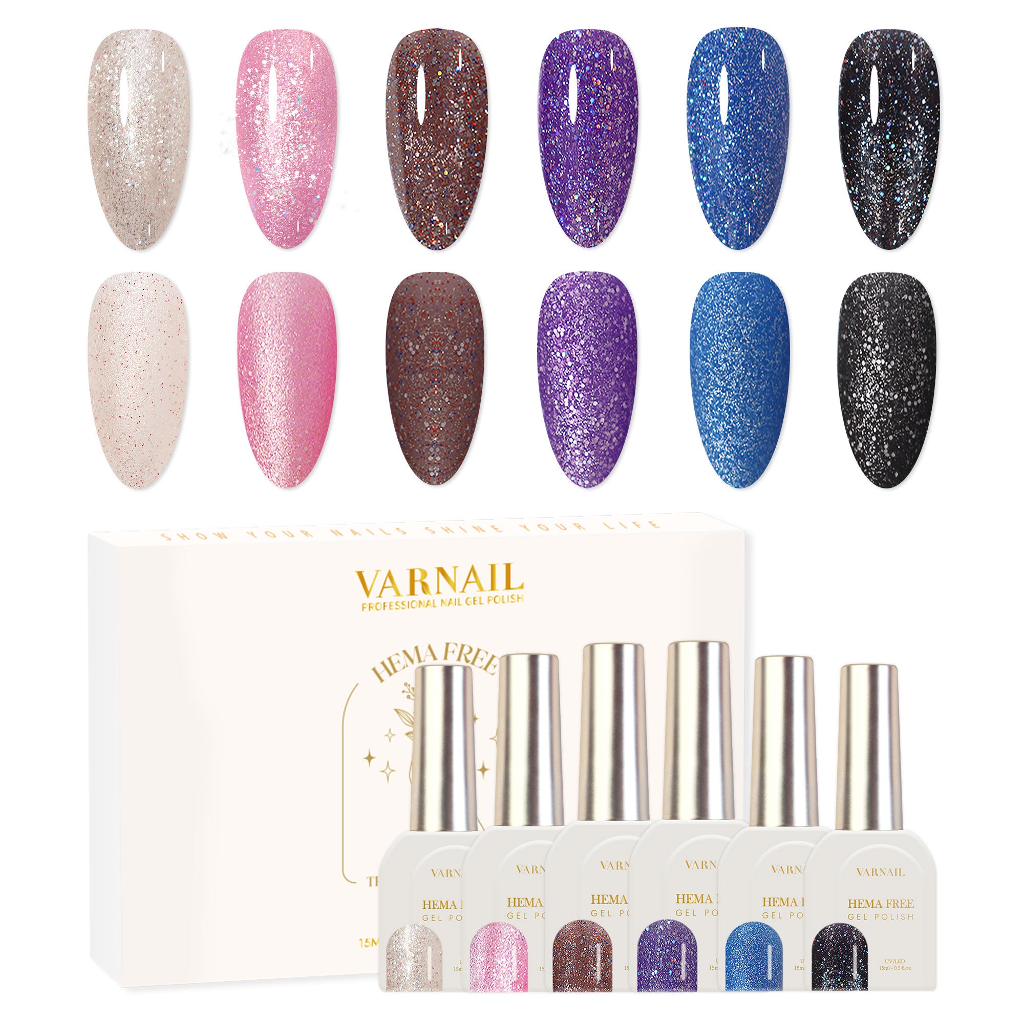 Hema-Free Glitter Gel Polish - 044 Pink Star