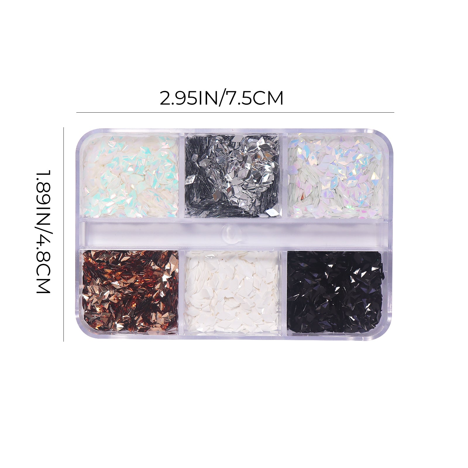 6 Grids Nail Sequins - Diamond Snowflake