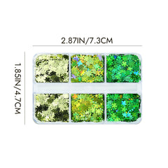 Four-leaf Clover Nail Glitters - 6 Grids