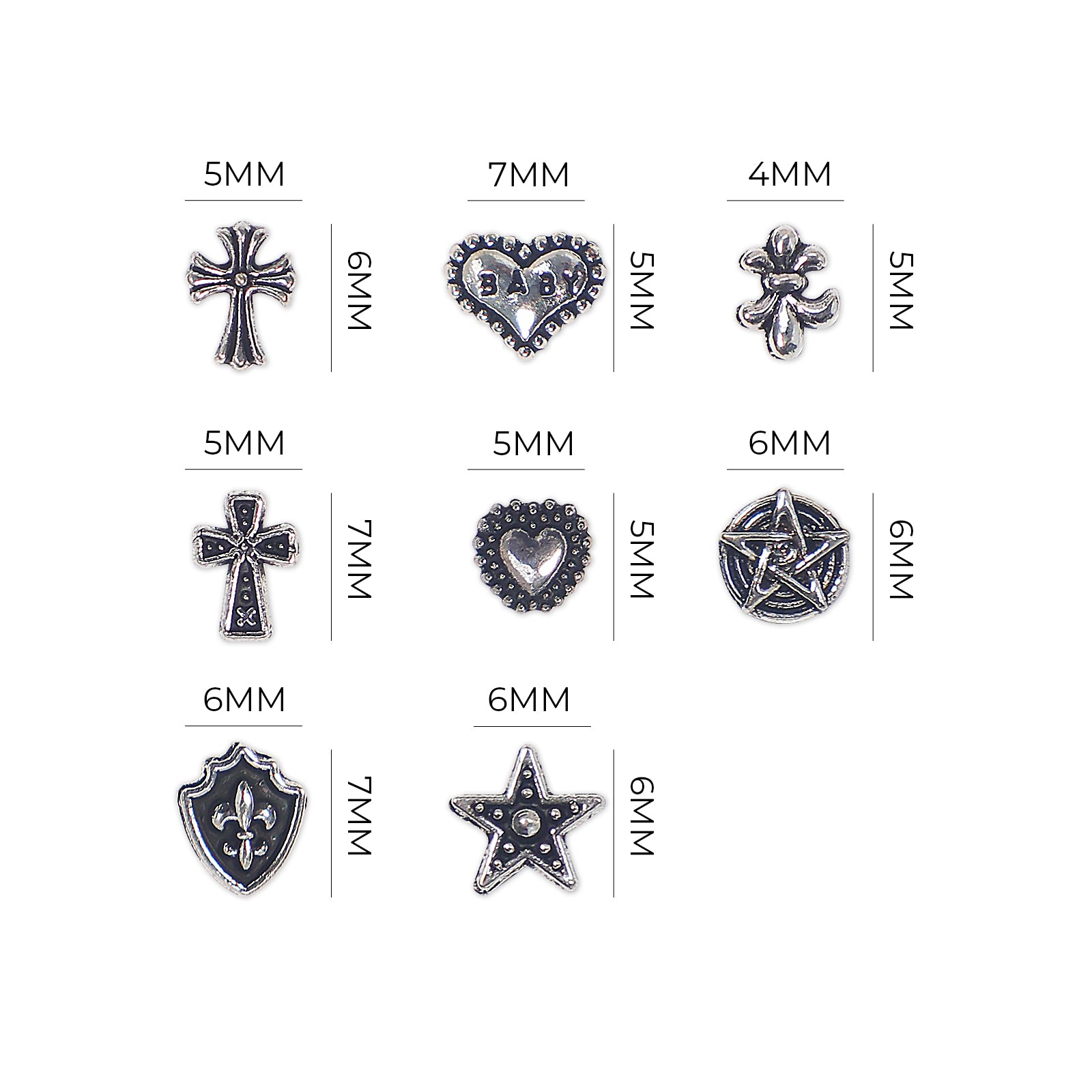 Metallic Cross Nail Art Charms