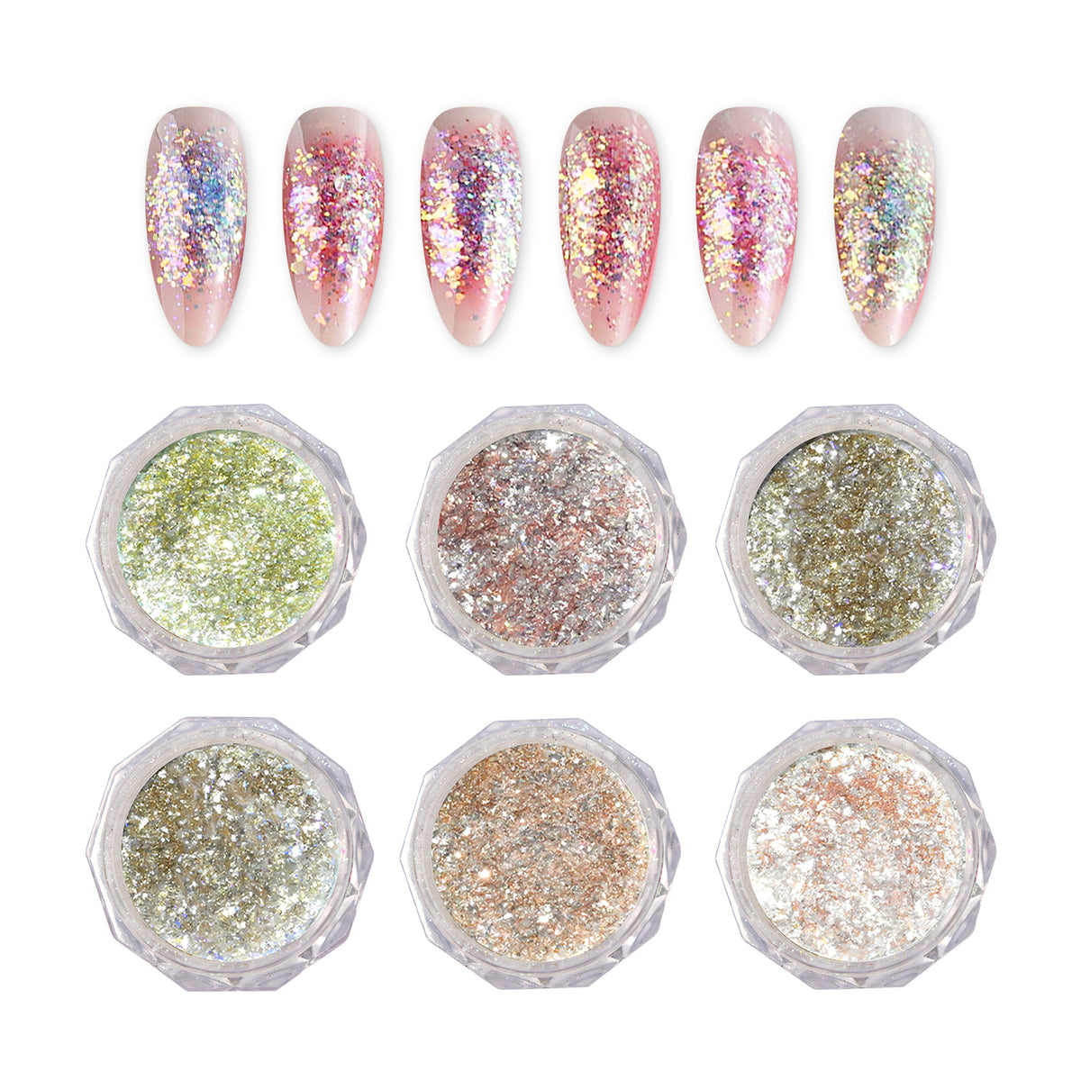 Aurora Nail Foil Flakes Set (Fine）