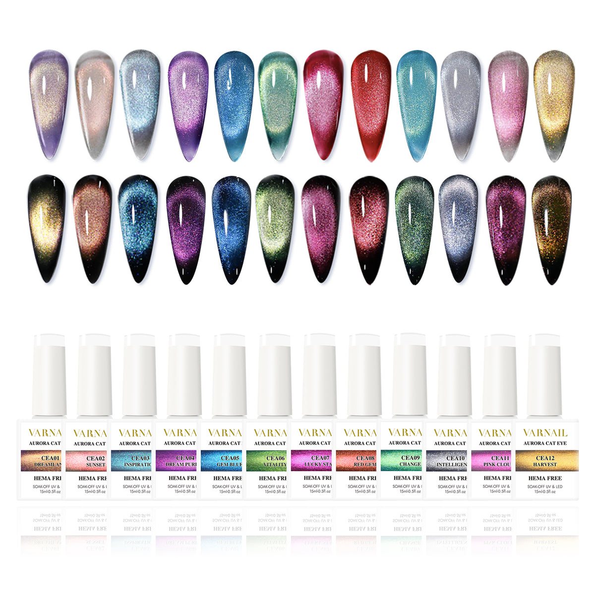 Hema-Free Aurora Cat Eye Gel Set 12 Colors