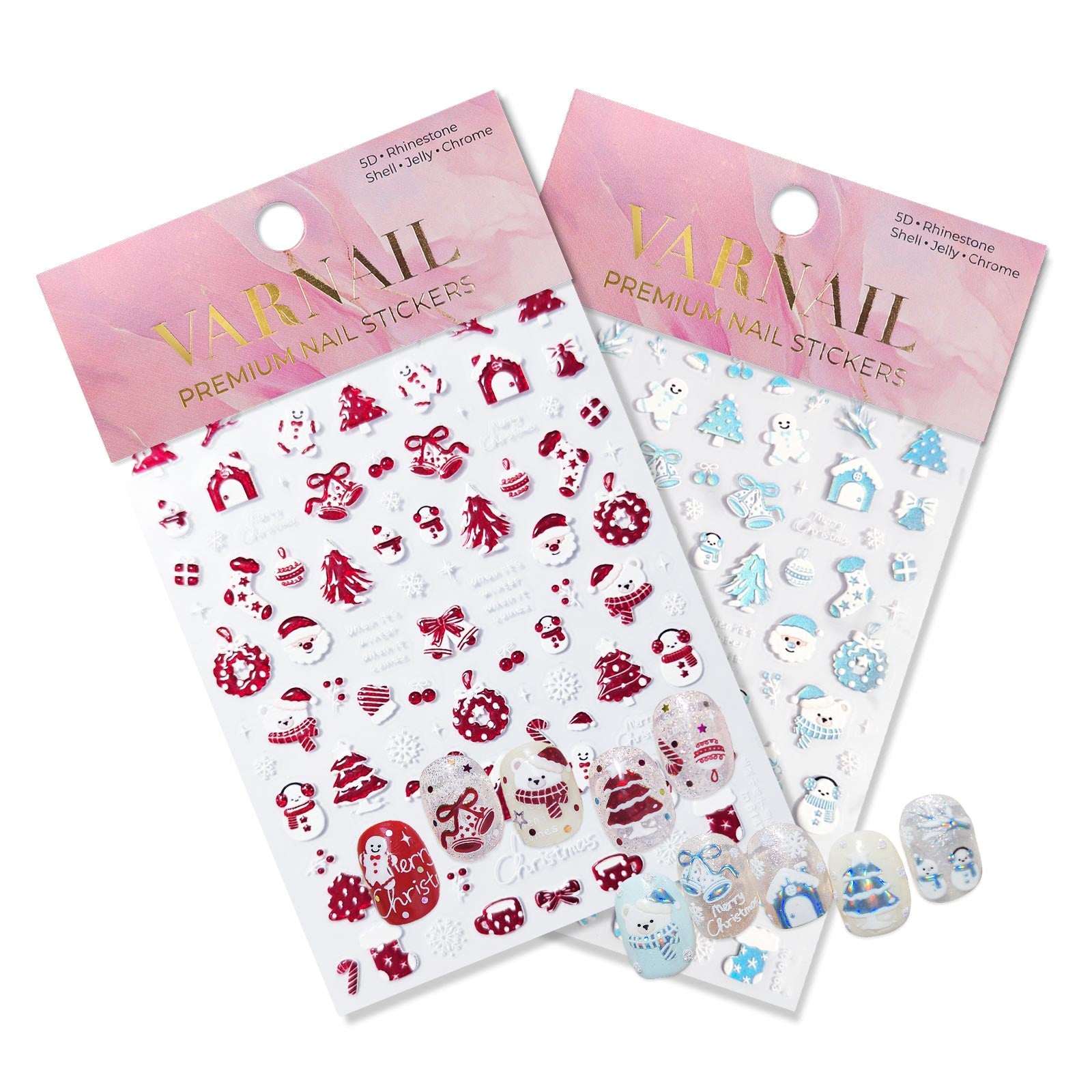 Gilding Nail Sticker - Red & White Christmas