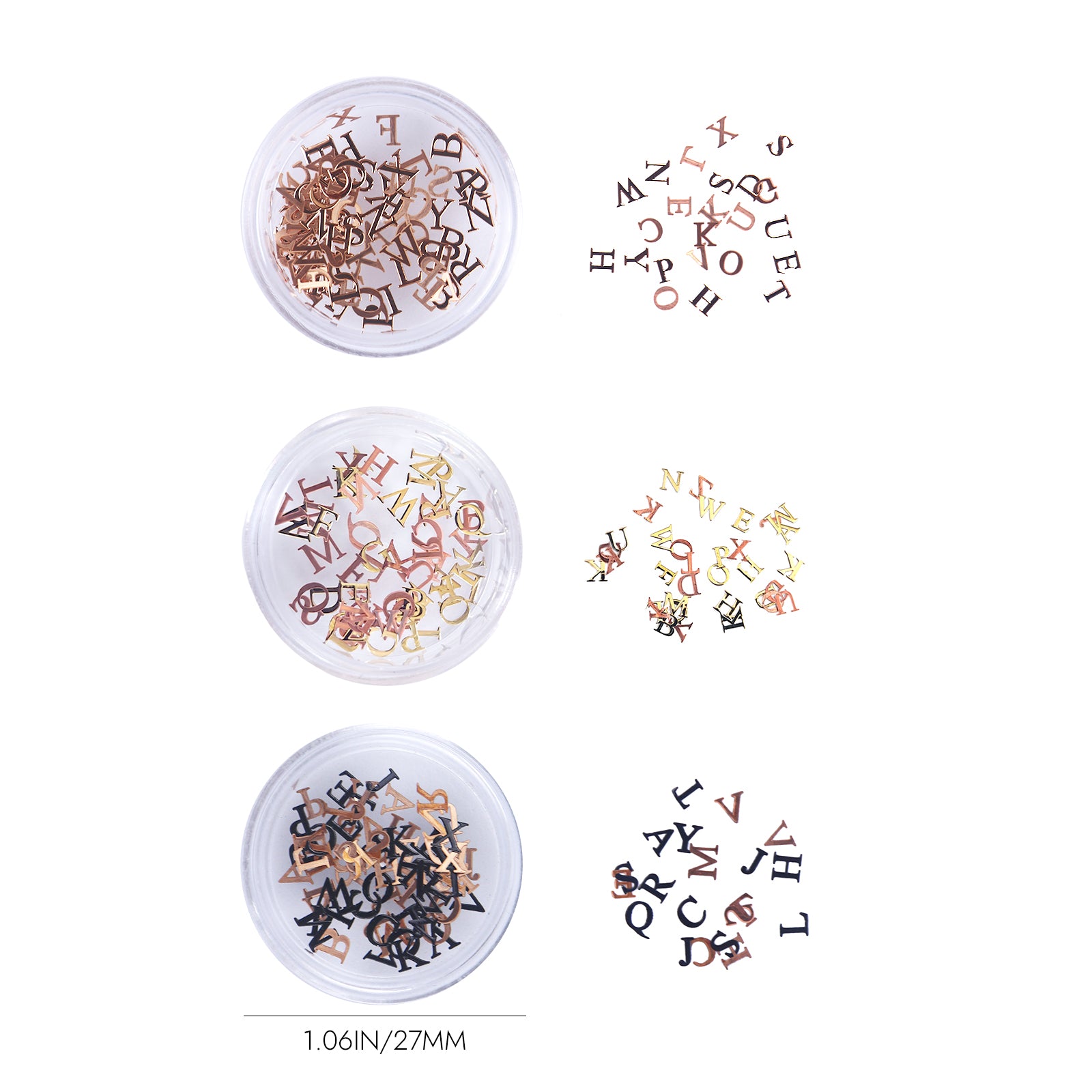 Metallic Letter Nail Charms