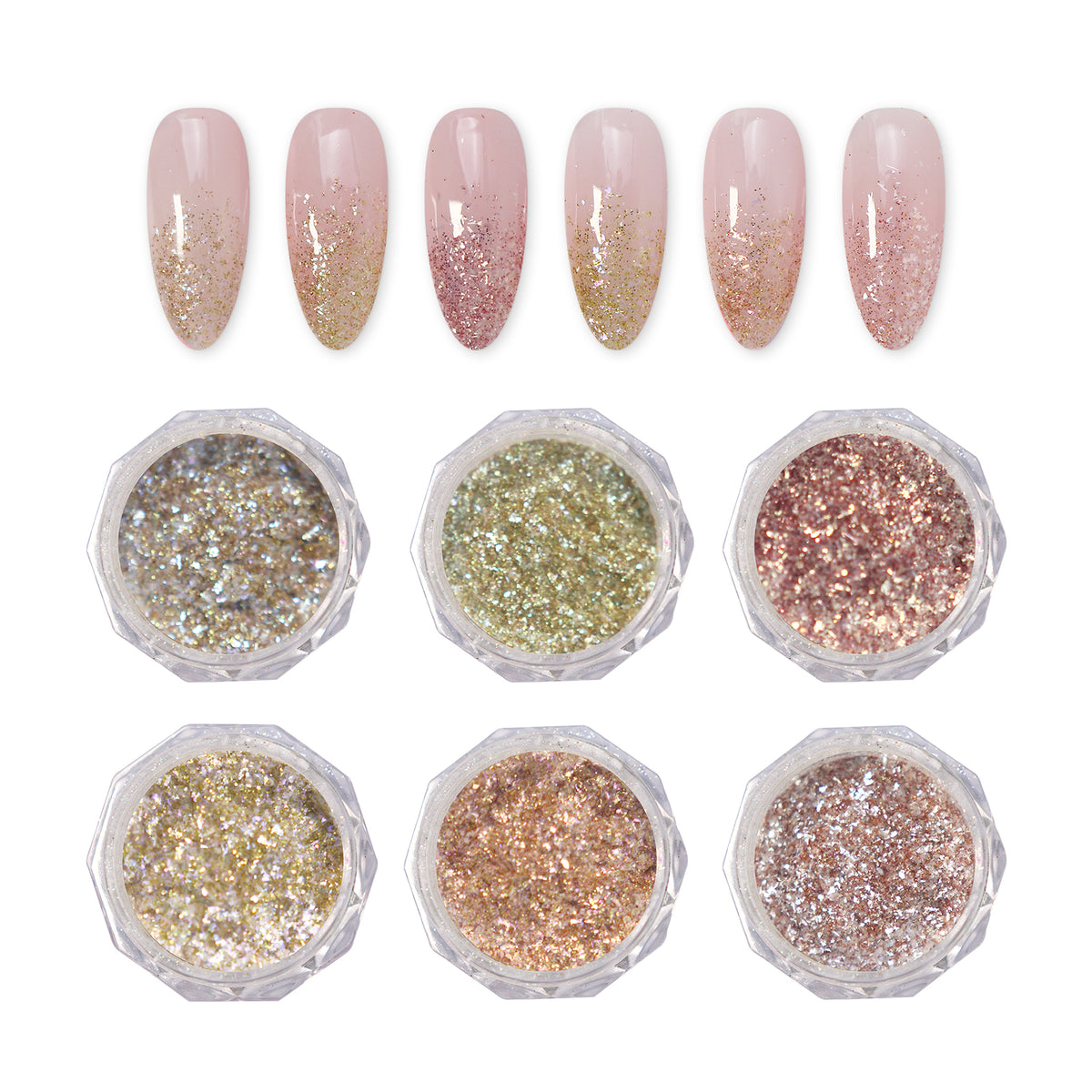 Aurora Nail Foil Flakes Set (Fine）