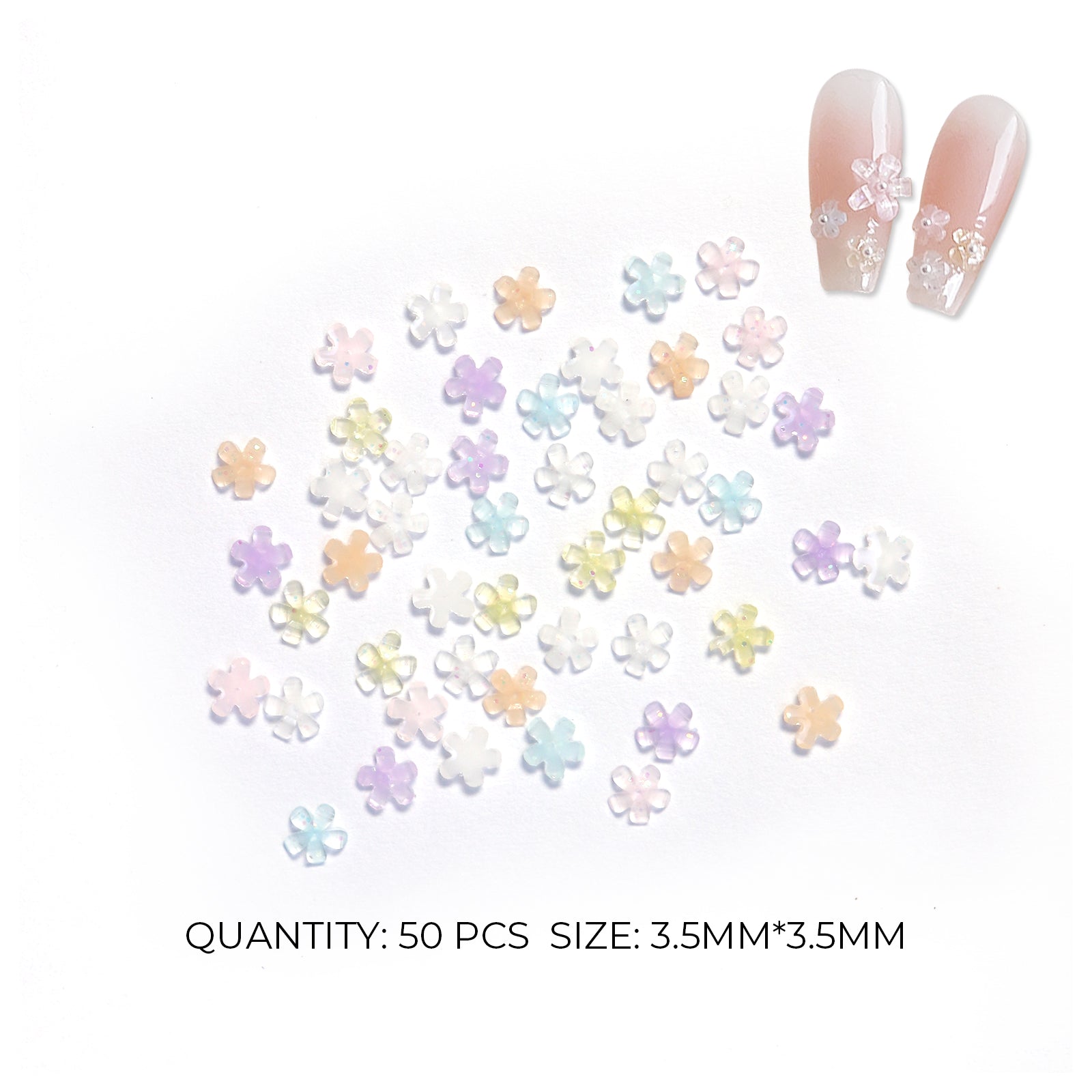 3D Icy Flower Nail Design Charms