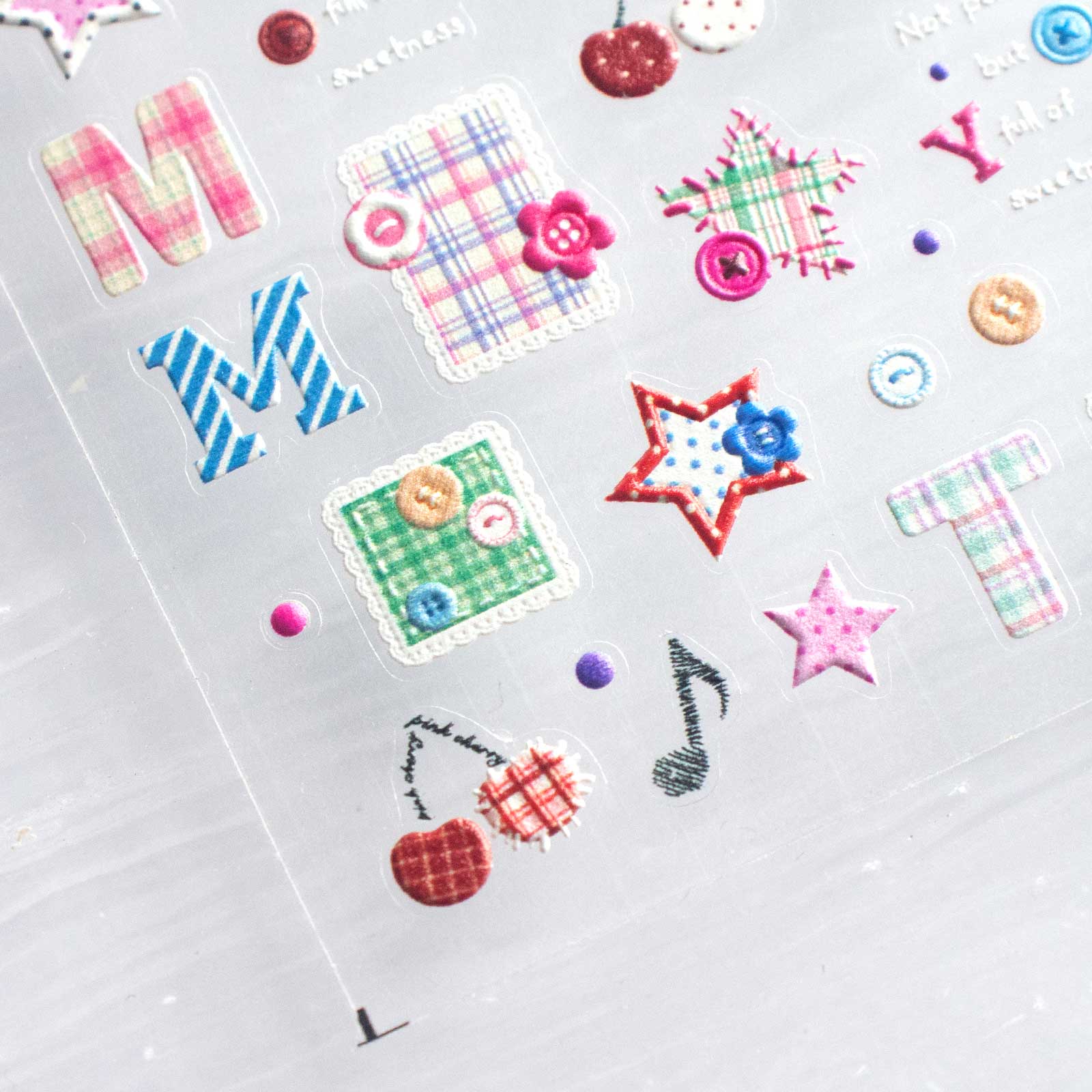 5D Nail Sticker - Plaid Cherry