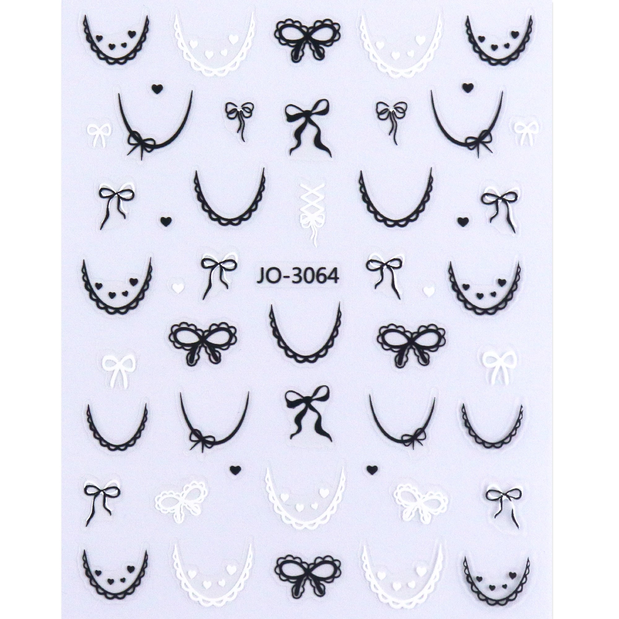 Nail Sticker - Black & White Bowknot