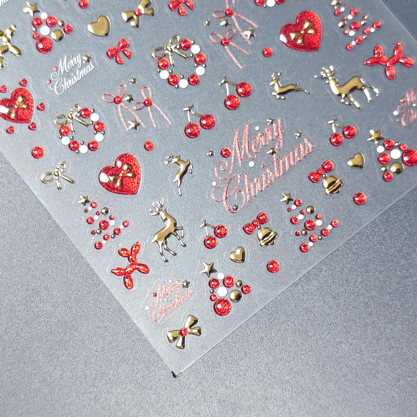 Chrome Nail Sticker - Red & Gold Christmas