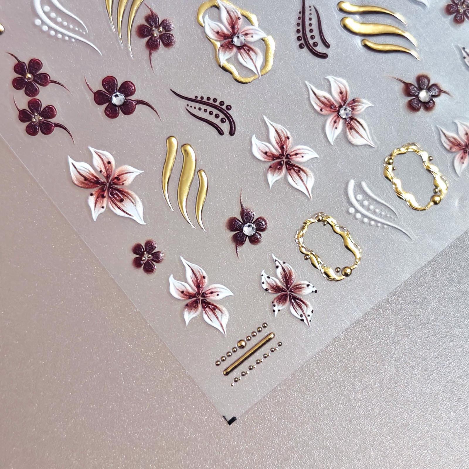 Rhinestone Nail Sticker - Tortoiseshell Flower