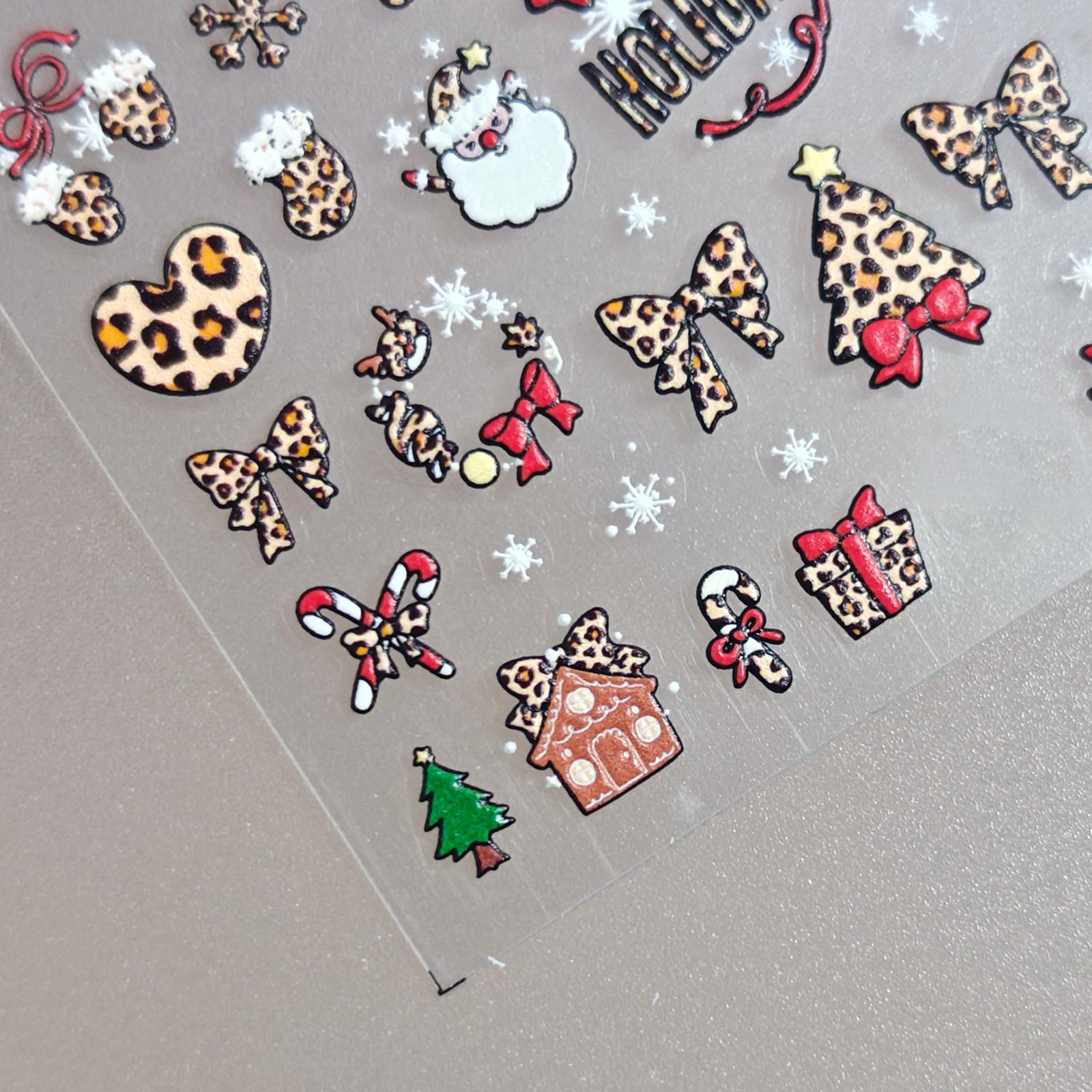 5D Nail Sticker - Christmas & Leopard Print