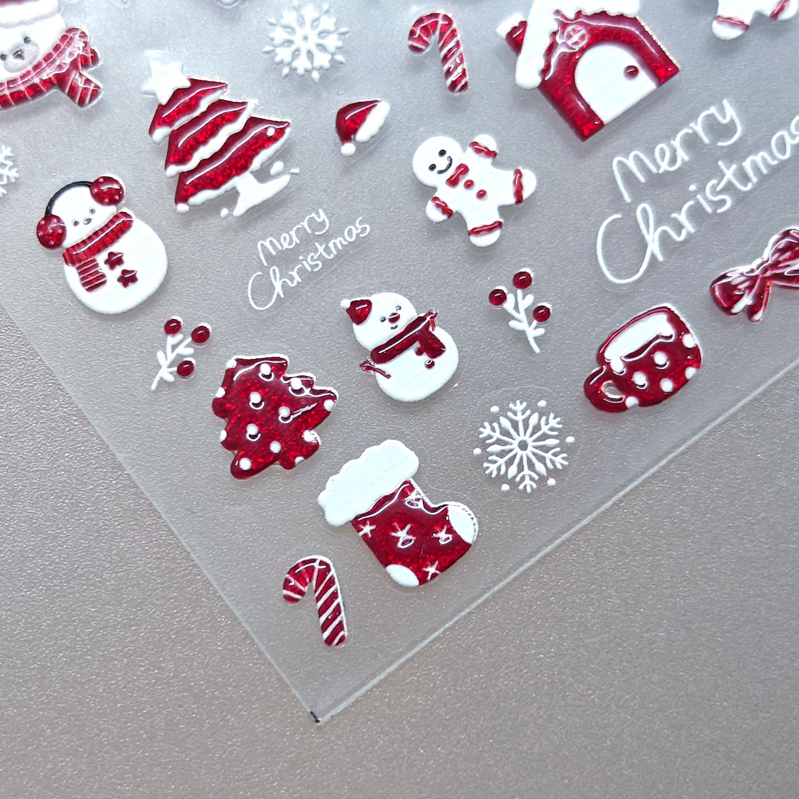 Gilding Nail Sticker - Red & White Christmas