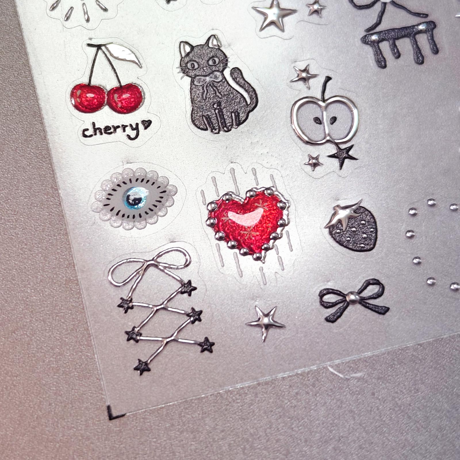 Jelly Nail Sticker - Sweet Black & White