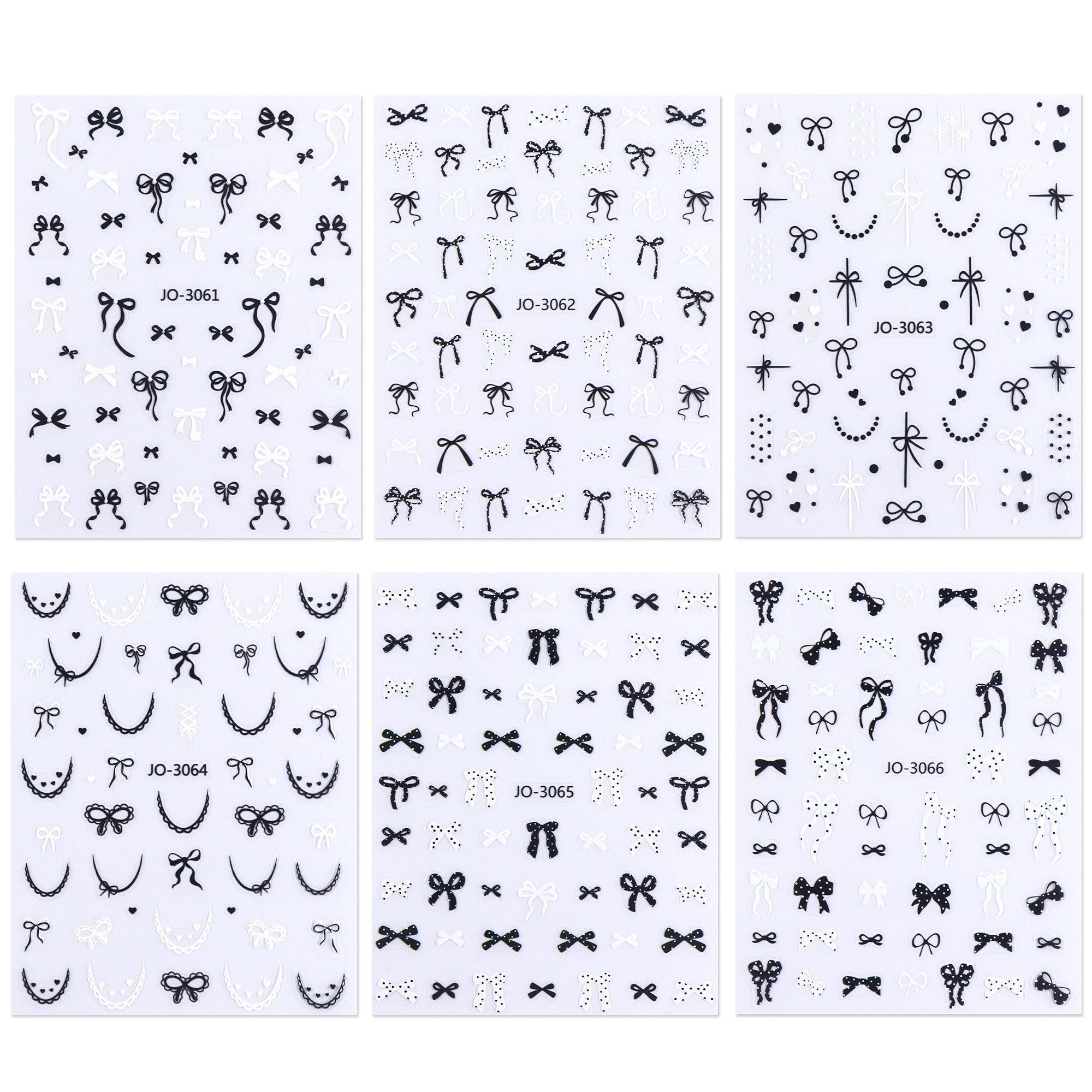 Nail Sticker - Black & White Bowknot