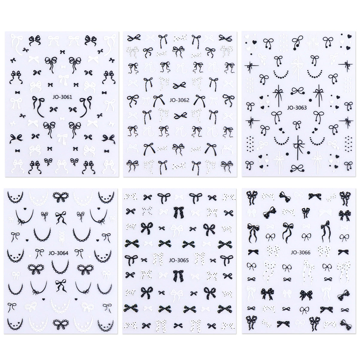 Nail Sticker - Black & White Bowknot