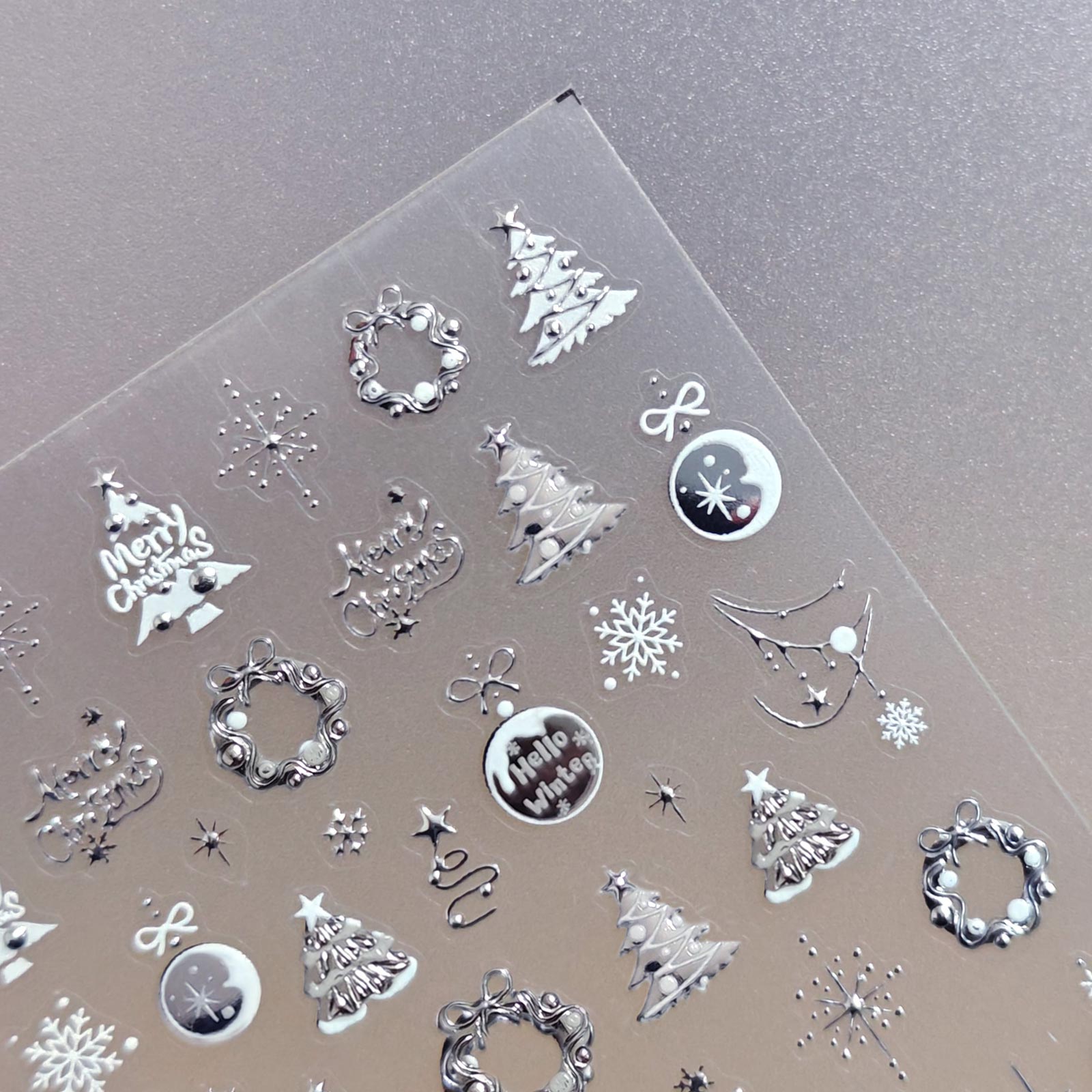 Chrome Nail Sticker - Silver Holiday
