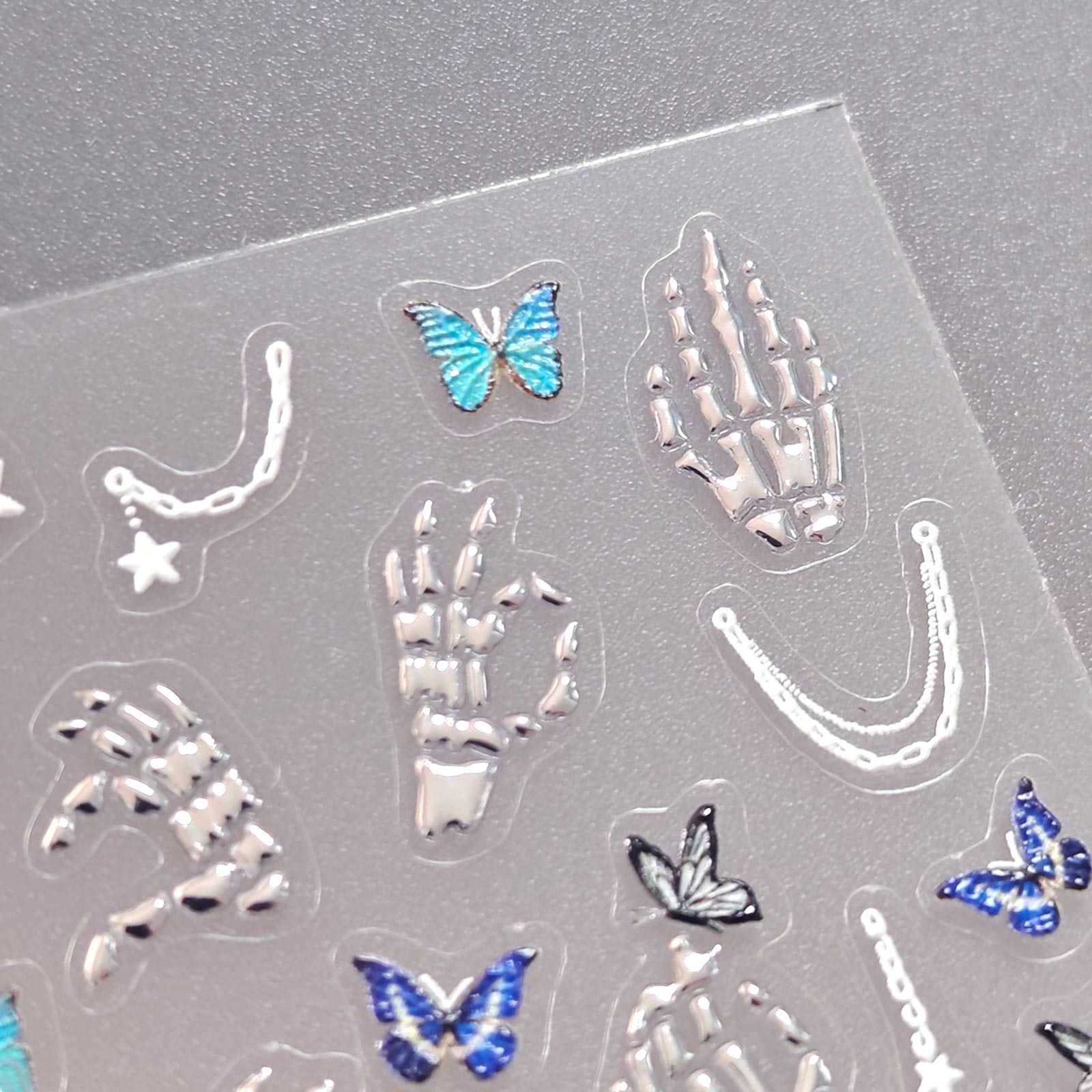 Chrome Nail Sticker - Butterfly & Skeleton