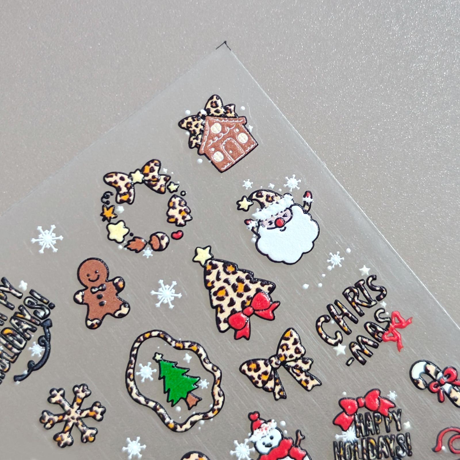 5D Nail Sticker - Christmas & Leopard Print