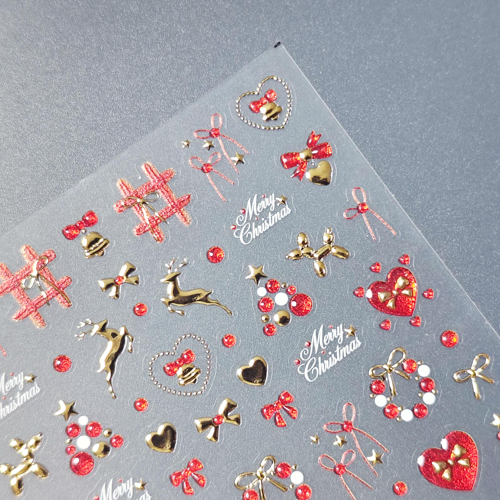 Chrome Nail Sticker - Red & Gold Christmas