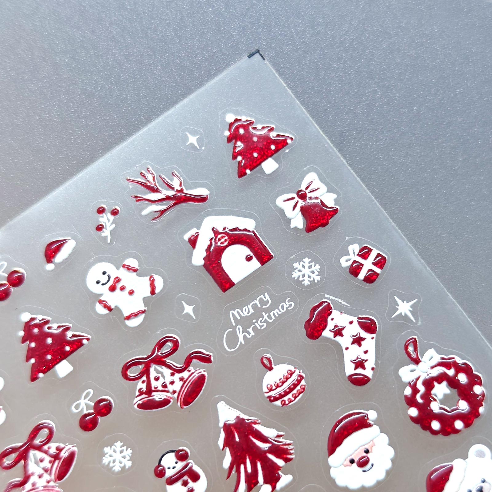 Gilding Nail Sticker - Red & White Christmas