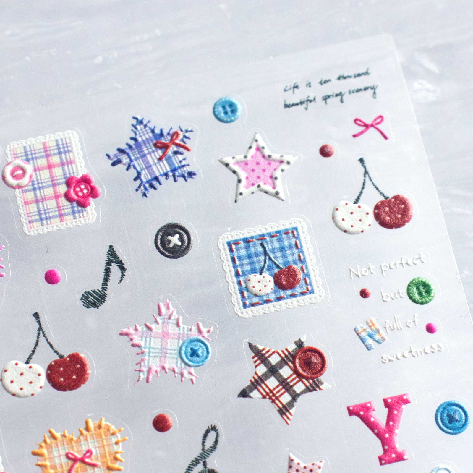 5D Nail Sticker - Plaid Cherry