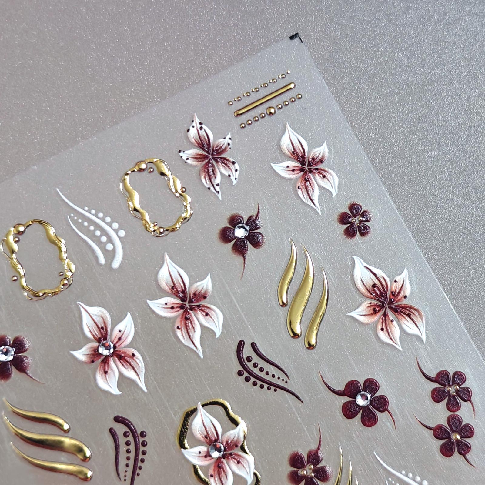 Rhinestone Nail Sticker - Tortoiseshell Flower