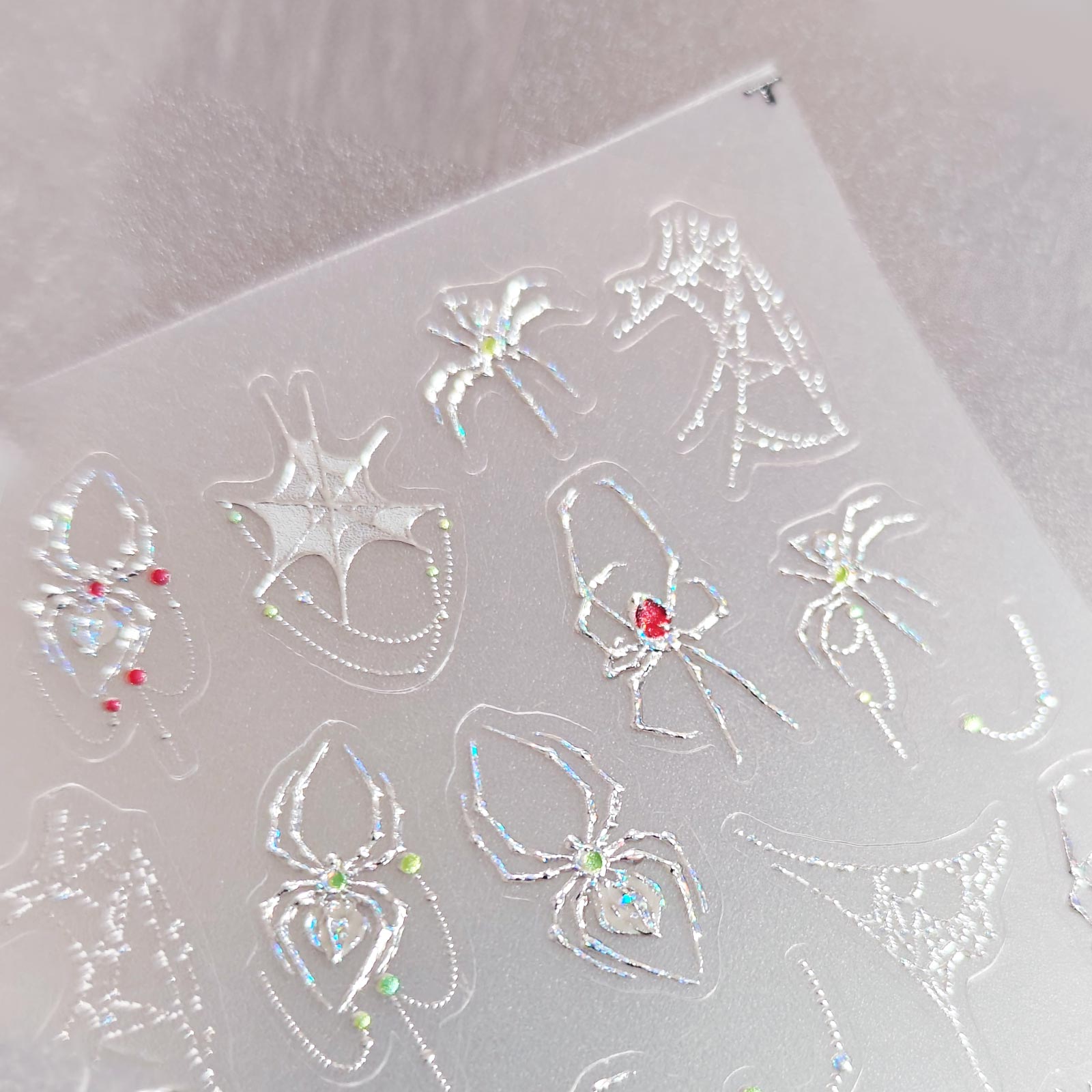 Chrome Nail Sticker - Spider Web Glam