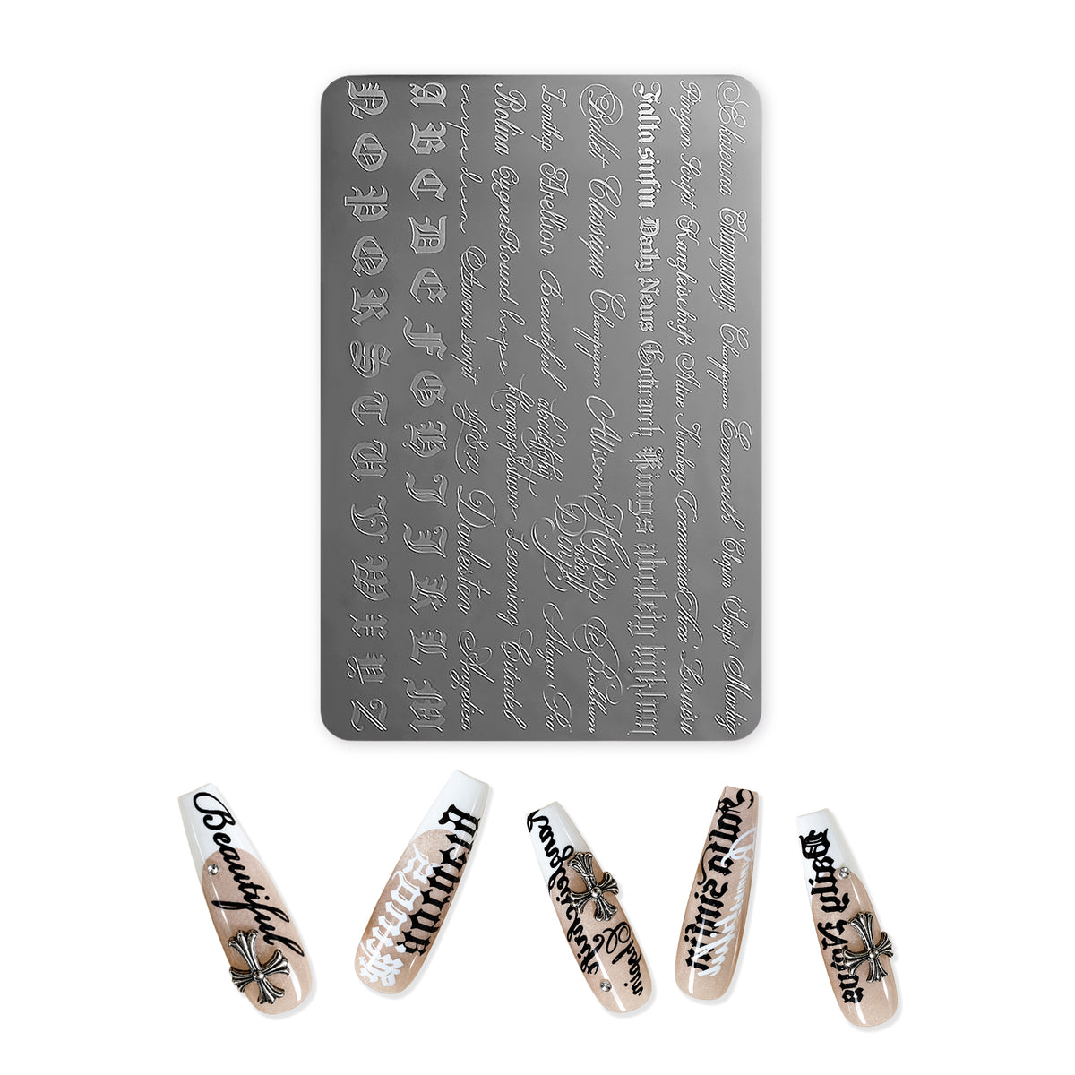 Nail Stamping Plate - Gothic Lettering