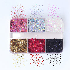 Mini Heart Nail Glitters - 6 Grids