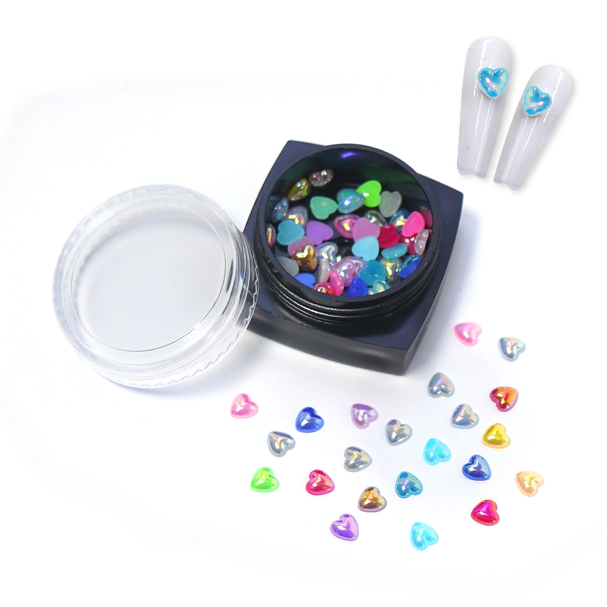 Aurora Heart Nail Charms