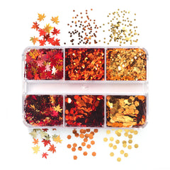 6 Grids Nail Glitters - Fall