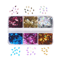 6 Grids Nail Sequins - Diamond Snowflake
