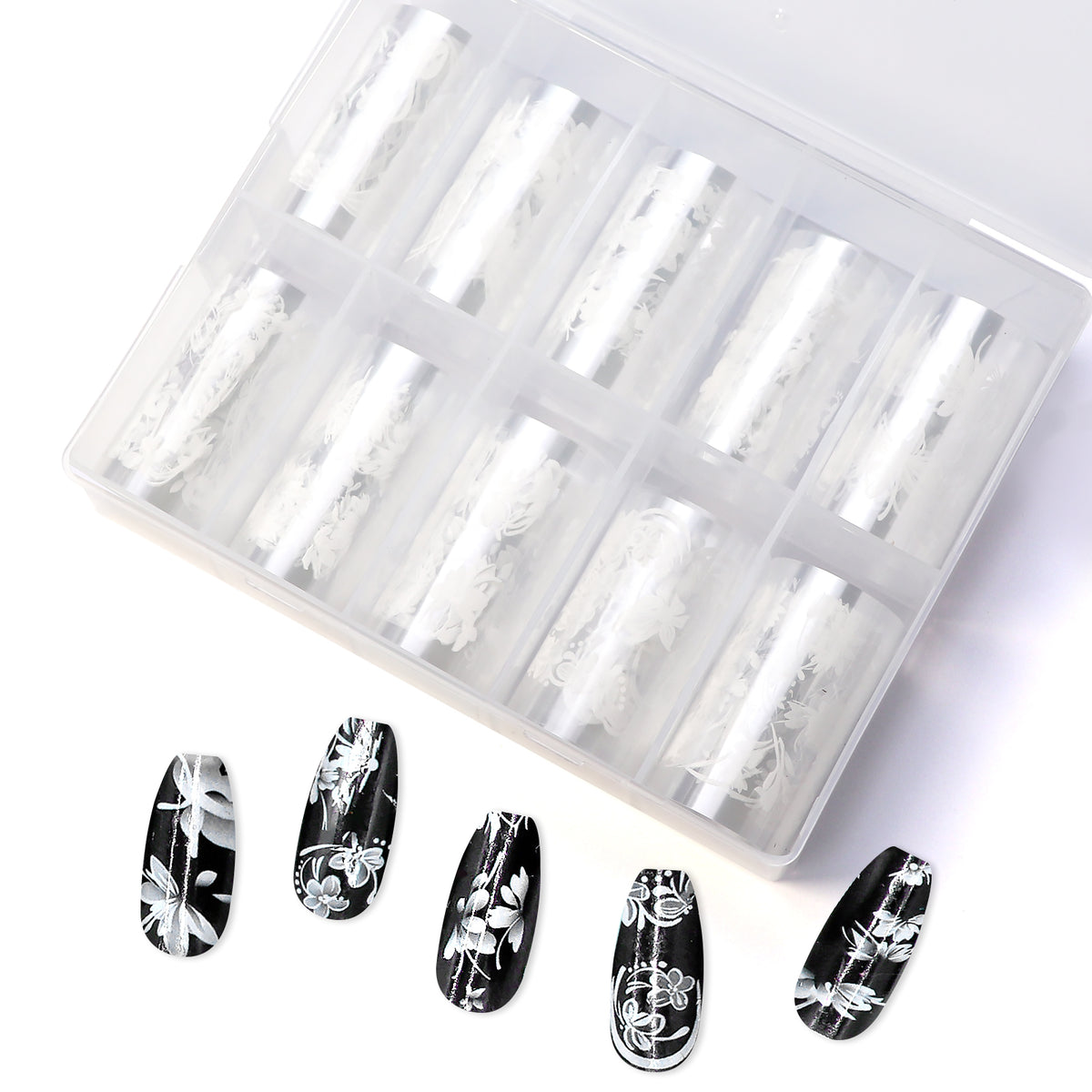 Nail Transfer Foil - Floral (White)