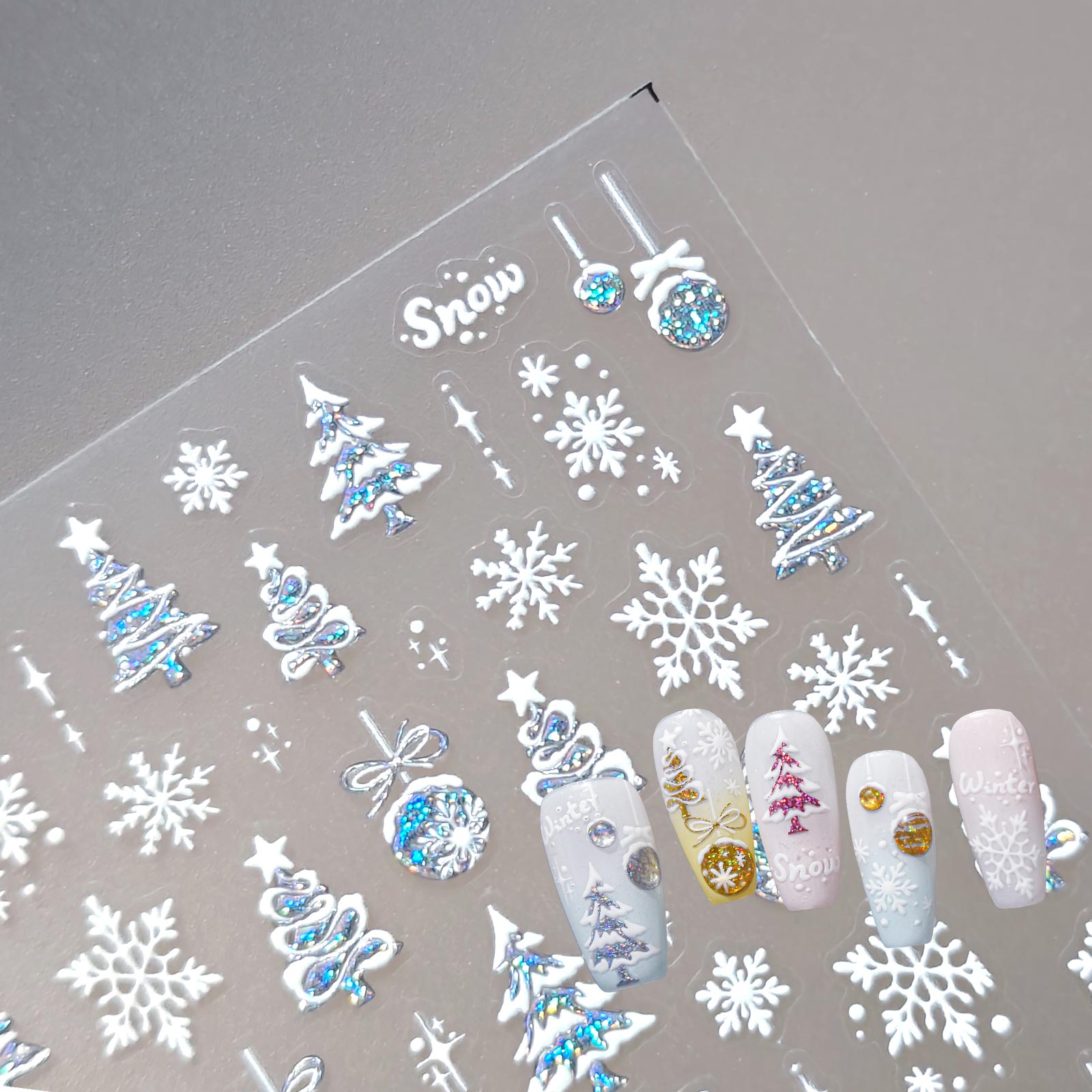 Chrome Nail Sticker - Holo Snowflake Ball